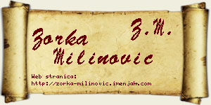 Zorka Milinović vizit kartica